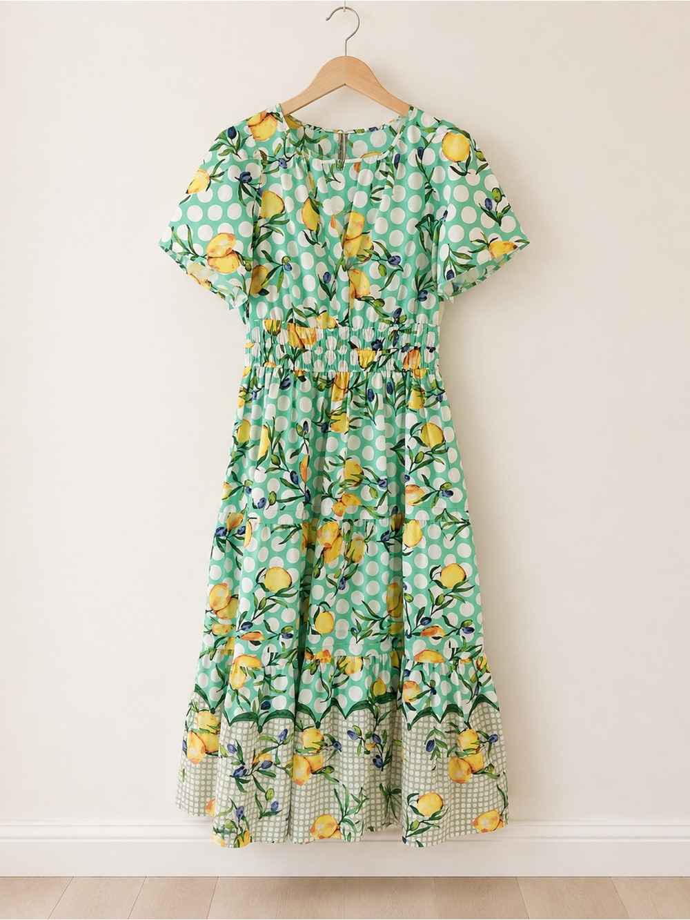 Anthropologie The Somerset maxi dress Mint Lemon print medium m med